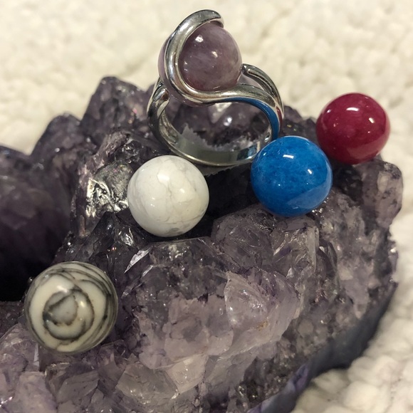 STERLING SILVER INTERCHANGEABLE MARBLE STONE RING - Picture 12 of 12